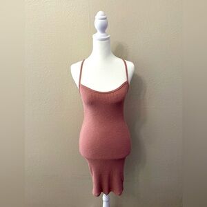 Naked Wardrobe Pink Ribbed Knit Dress